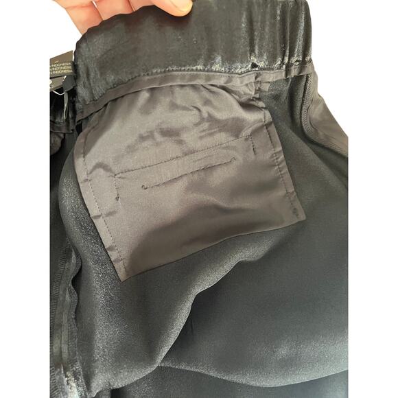 Donna Karan New York Black Satin Wide Leg Pants M Elastic Waist Lounge - Picture 9 of 12